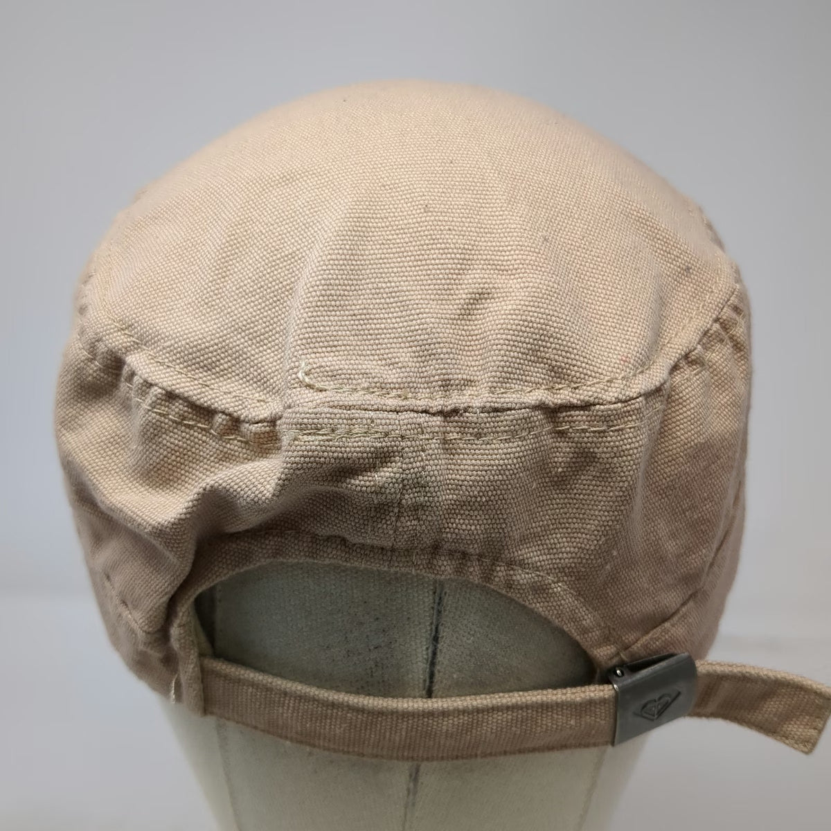 Roxy Army Cap Beige One Size Adjustable Slideback Side Pocket Heart Logo Hat