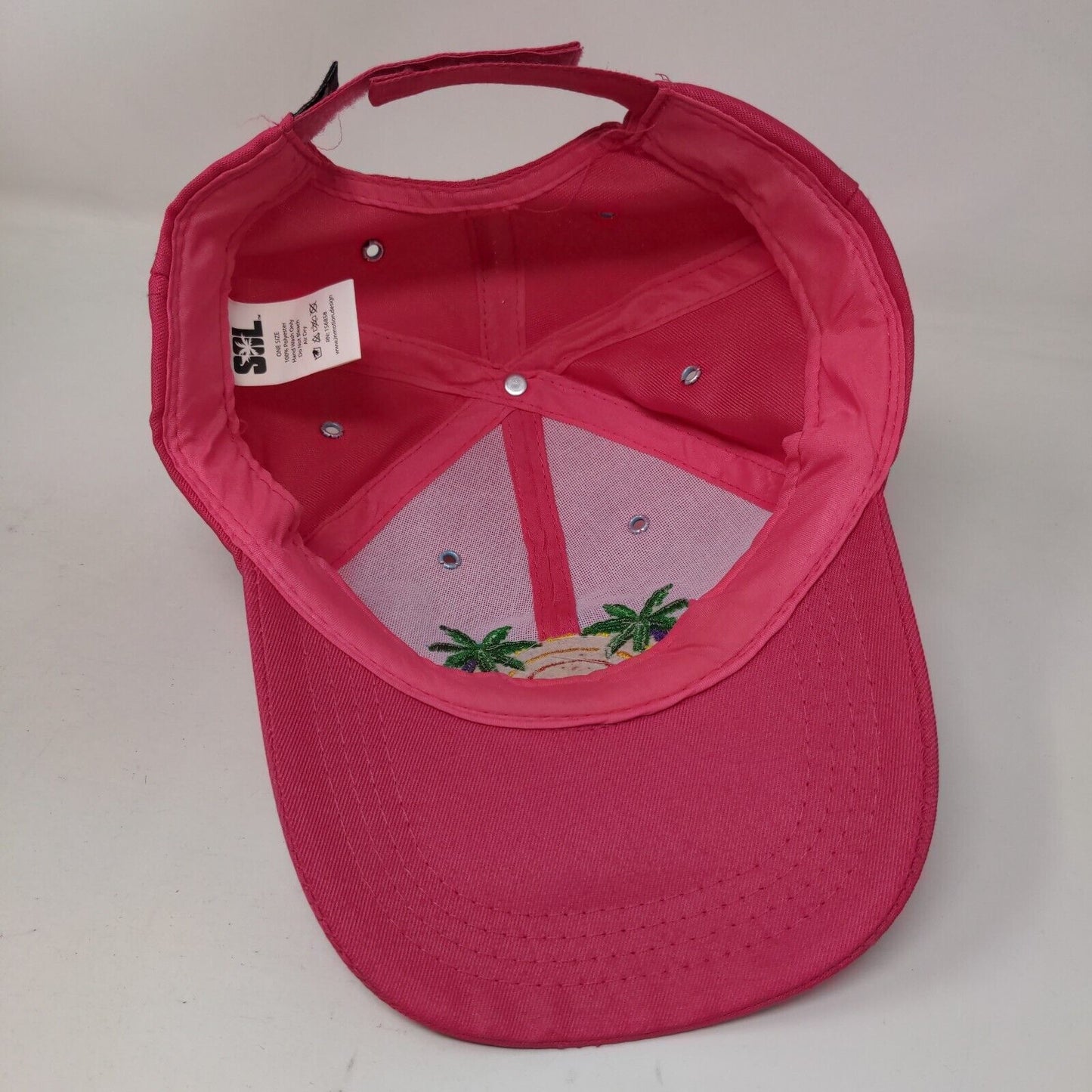 Palm Trees Strapback Hat Pink One Size Adjustable Embroidered 6 Panel SOL