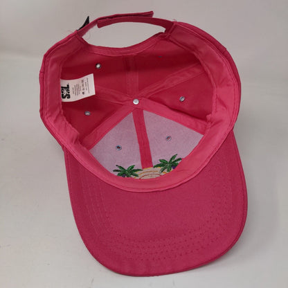 Palm Trees Strapback Hat Pink One Size Adjustable Embroidered 6 Panel SOL