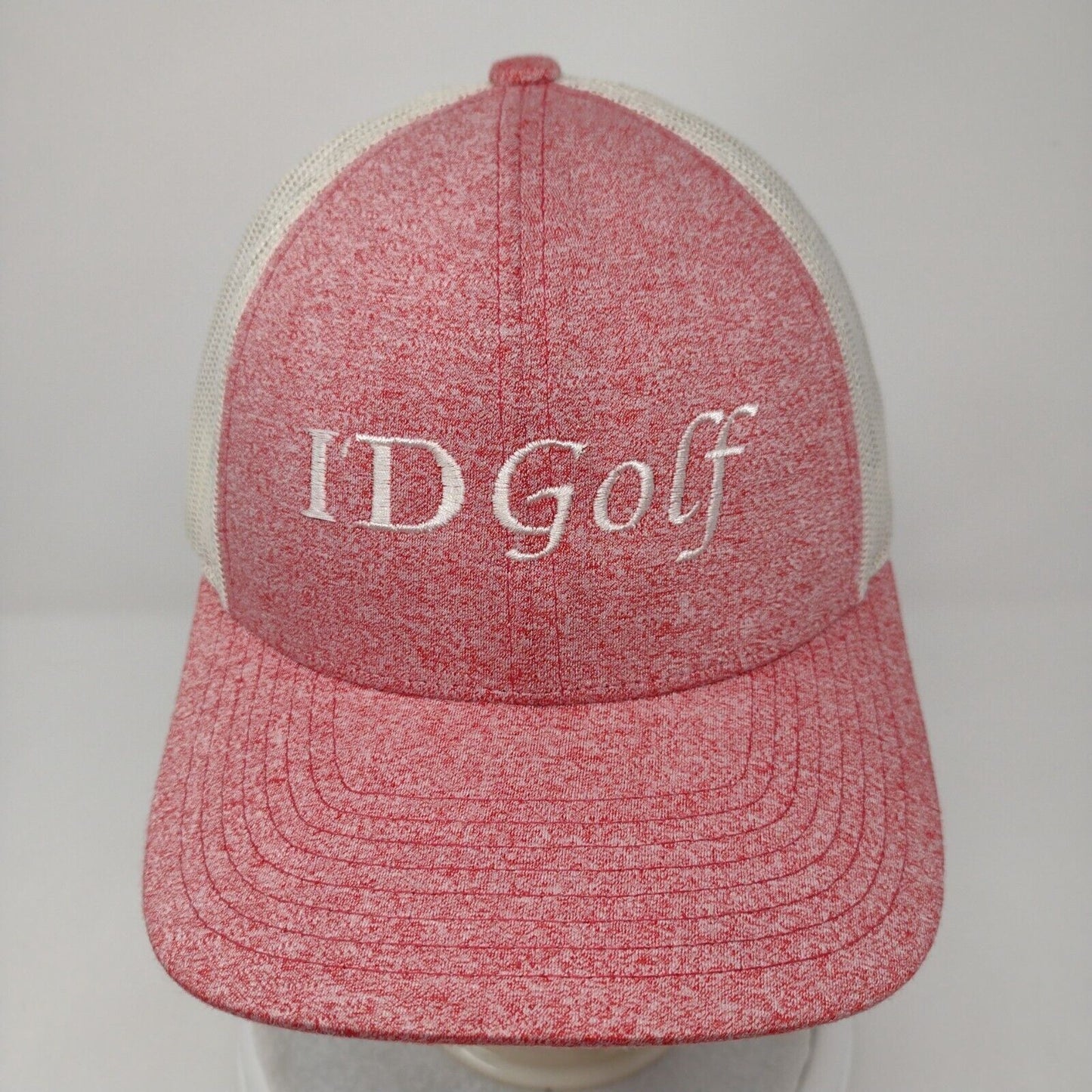 ID Golf Snapback Trucker Hat Red M/L Adjustable Mesh Back 6 Panel Richardson