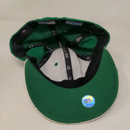 Boston Red Sox Fitted Hat Green White 7 3/8 Pinstripe New Era 59Fifty MLB
