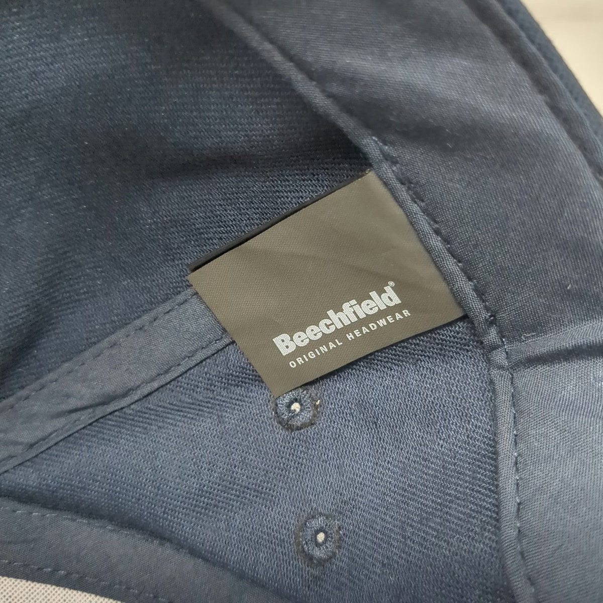 Beechfield 5 Panel Blue Hat One Size Strapback Geth Logo Patch Embroidered