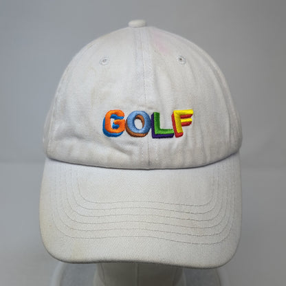 Golf Slideback Baseball Cap White One Size Adjustable Embroidered 6 Panel