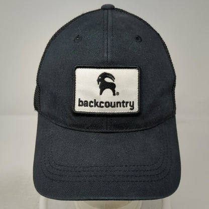 Backcountry Trucker Hat Black One Size Snapback Mesh Logo Patch Curved Brim