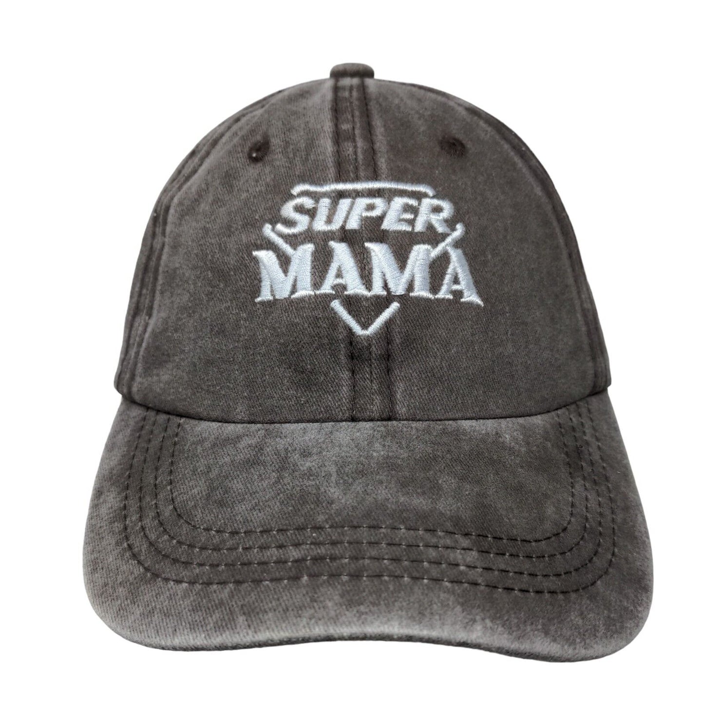 Super Mama Slideback Hat Brownish-Gray One Size Adjustable Embroidered Cotton