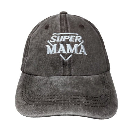 Super Mama Slideback Hat Brownish-Gray One Size Adjustable Embroidered Cotton