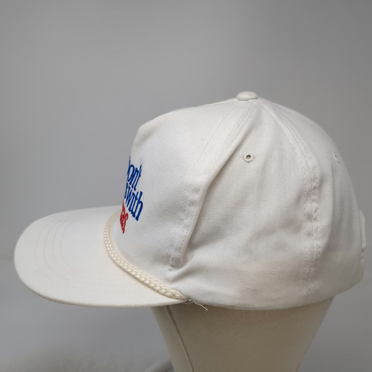 Yupoong 5 Panel White Red Blue One Size Braided Rope Don't Mess With Texas Hat