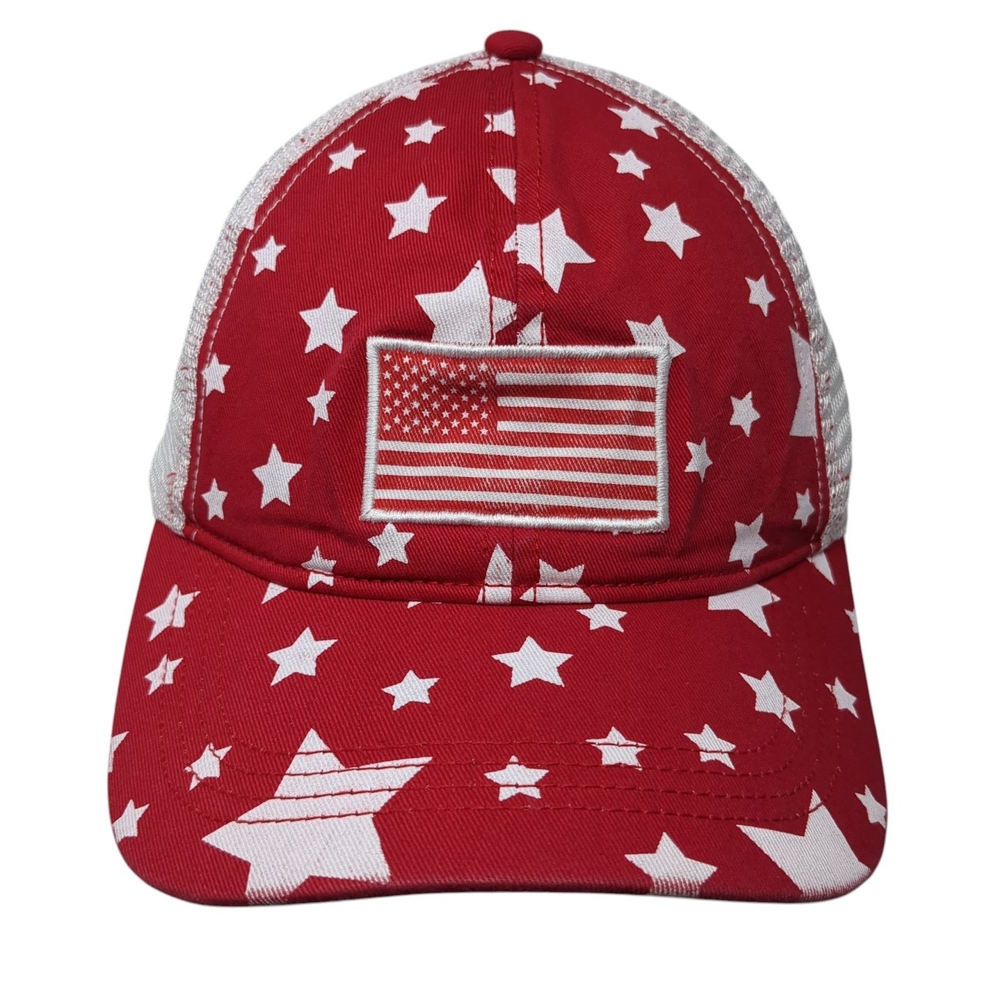 USA Flag Snapback Trucker Hat Red One Size Adjustable Mesh Back Stars & Stripes