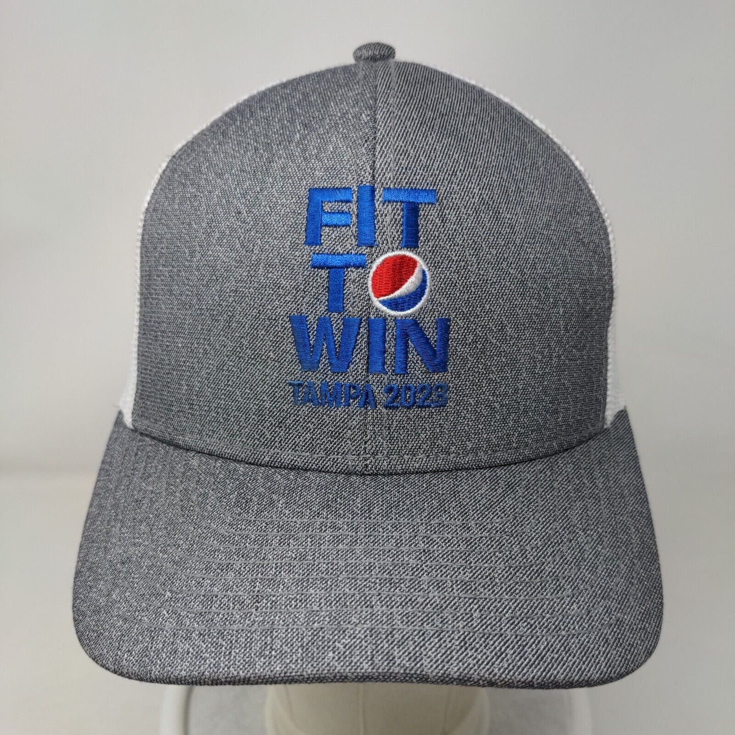 Fit To Win Tampa 2023 Pepsi Snapback Mesh Back Trucker Hat Gray OSFM