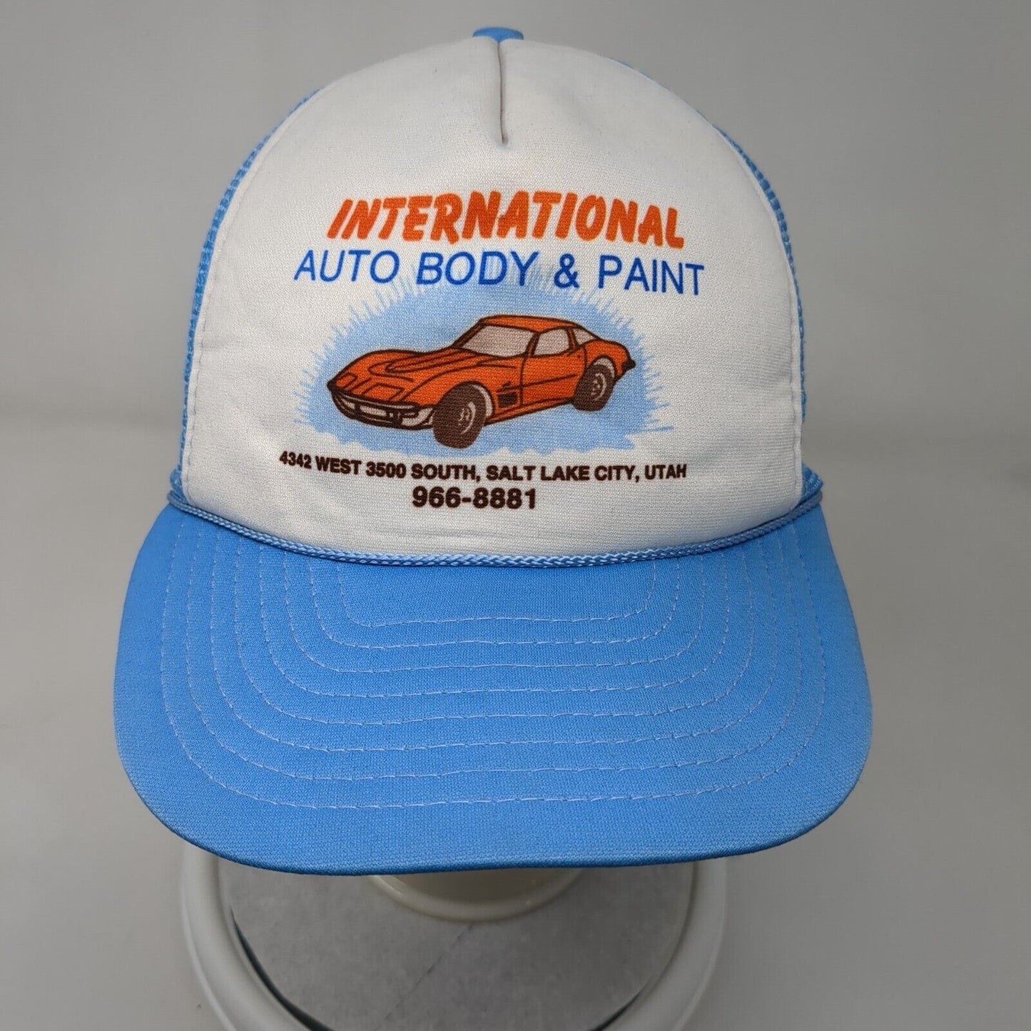 International Auto Body & Paint Snapback Trucker Hat Blue OSFA Mesh Back Rope