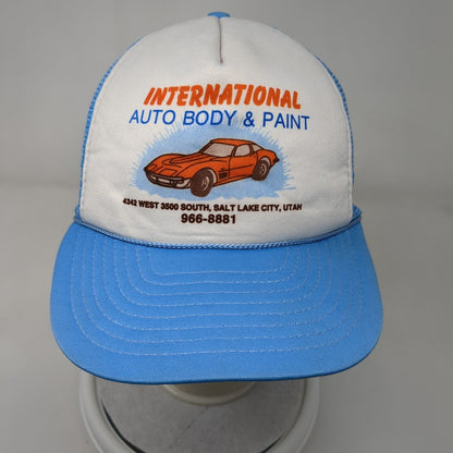 International Auto Body & Paint Snapback Trucker Hat Blue OSFA Mesh Back Rope
