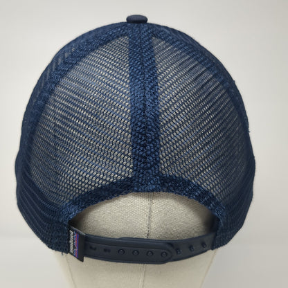Patagonia P-6 Logo Snapback Trucker Hat Blue One Size Solid Mesh Back
