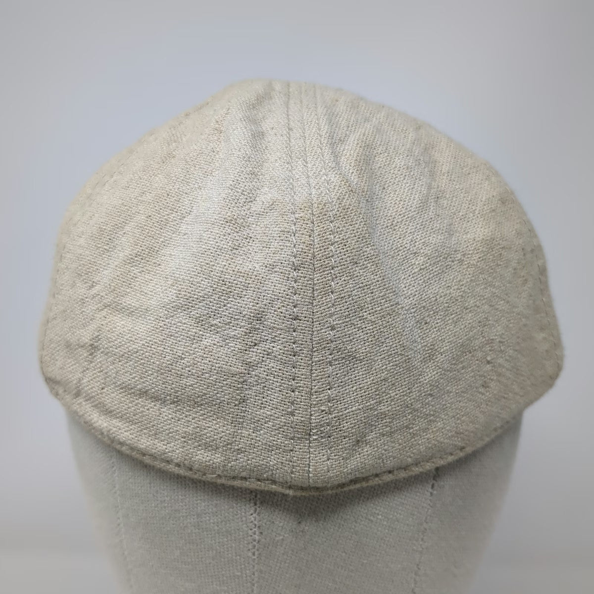 Vintage Crown Co Newsboy Cap Beige M Linen Cotton Paisley Lining Fitted Hat
