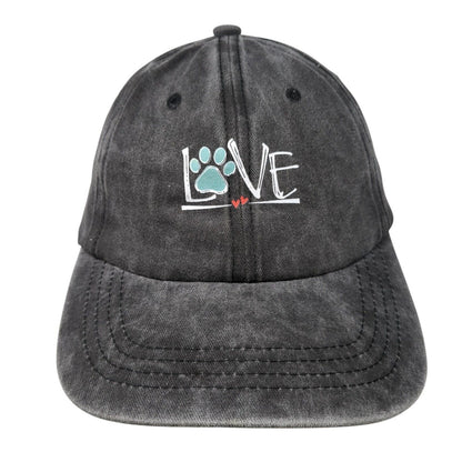 Love Slideback Hat Gray One Size Adjustable 6 Panel Vented Holes Cotton