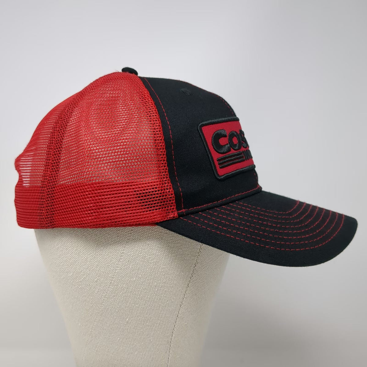 Bamko Trucker Hat Black Red One Size Costco Wholesale Embroidered Logo Patch
