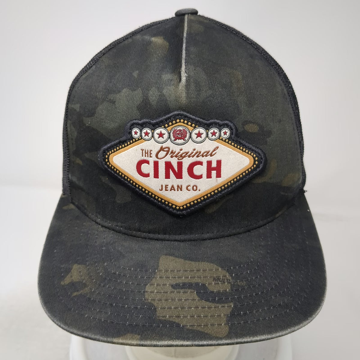 Cinch Trucker Hat Black Camo One Size Mesh Original Jean Co Logo Patch Snapback