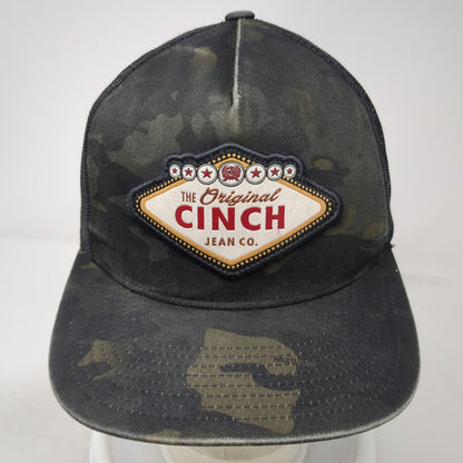 Cinch Trucker Hat Black Camo One Size Mesh Original Jean Co Logo Patch Snapback