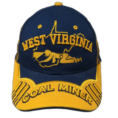S&J Cap West Virginia Coal Miner Baseball Cap Blue Yellow One Size Hat Graphic