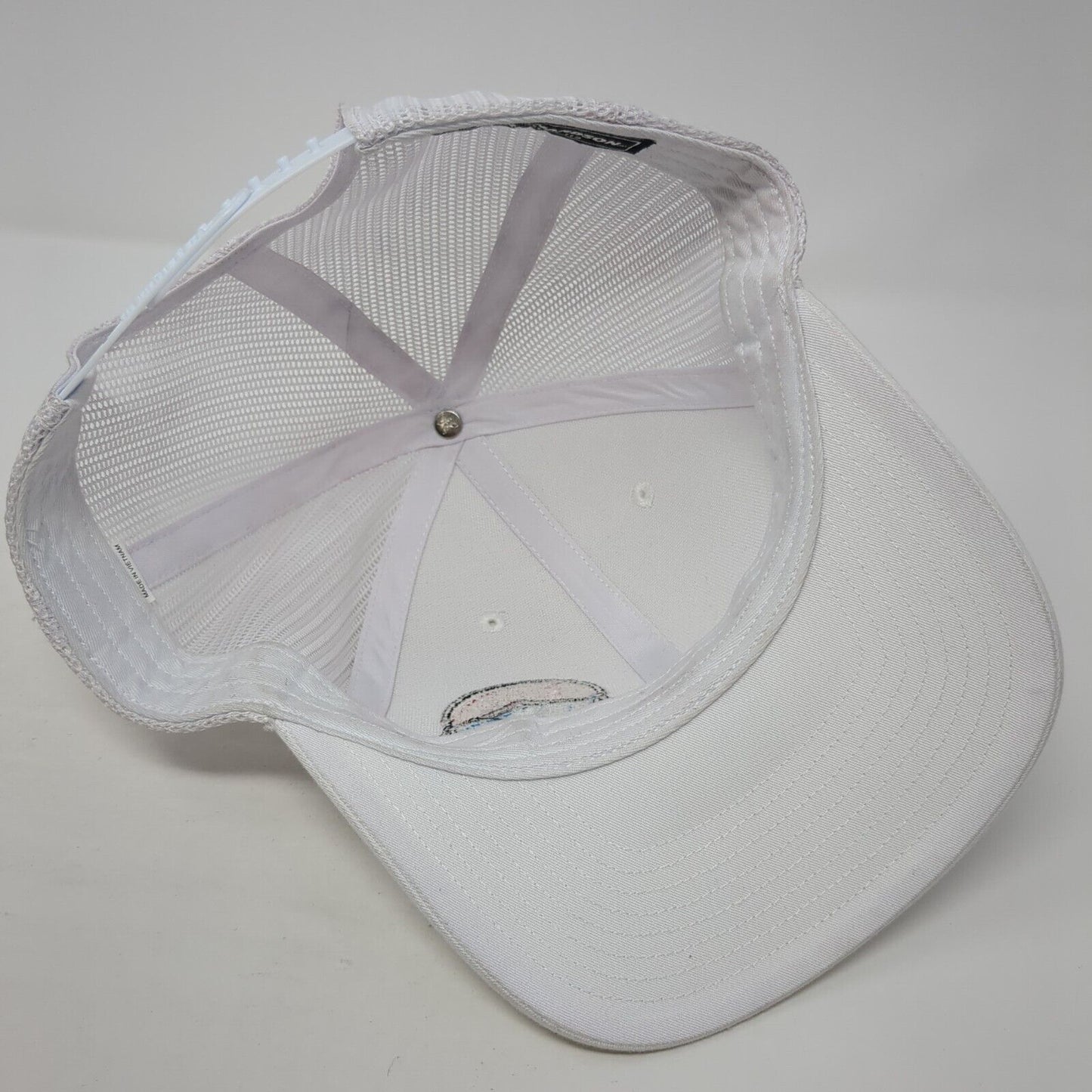 Richardson Snapback Trucker Hat White One Size Embroidered Logo Mesh Back