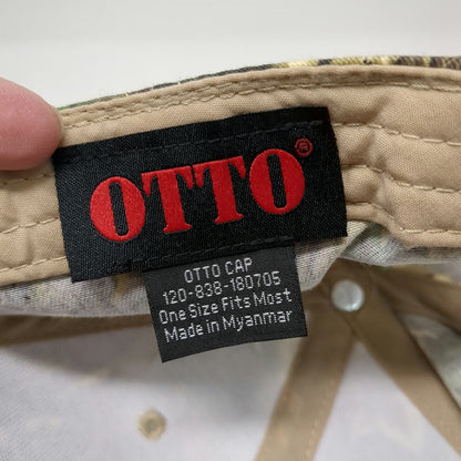 Otto Baseball Cap Green Camo One Size Embroidered Laurel Wreath Leaf Hat 1998