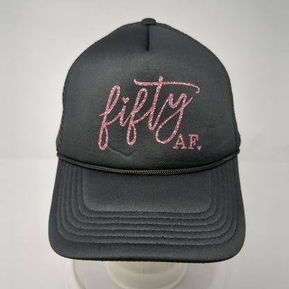 Fifty AF Snapback Trucker Hat Black One Size Adjustable Mesh Back Rope 6 Panel