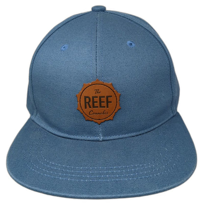 Discrete Baseball Cap Blue One Size Leather Patch Cannabis Strapback Hat