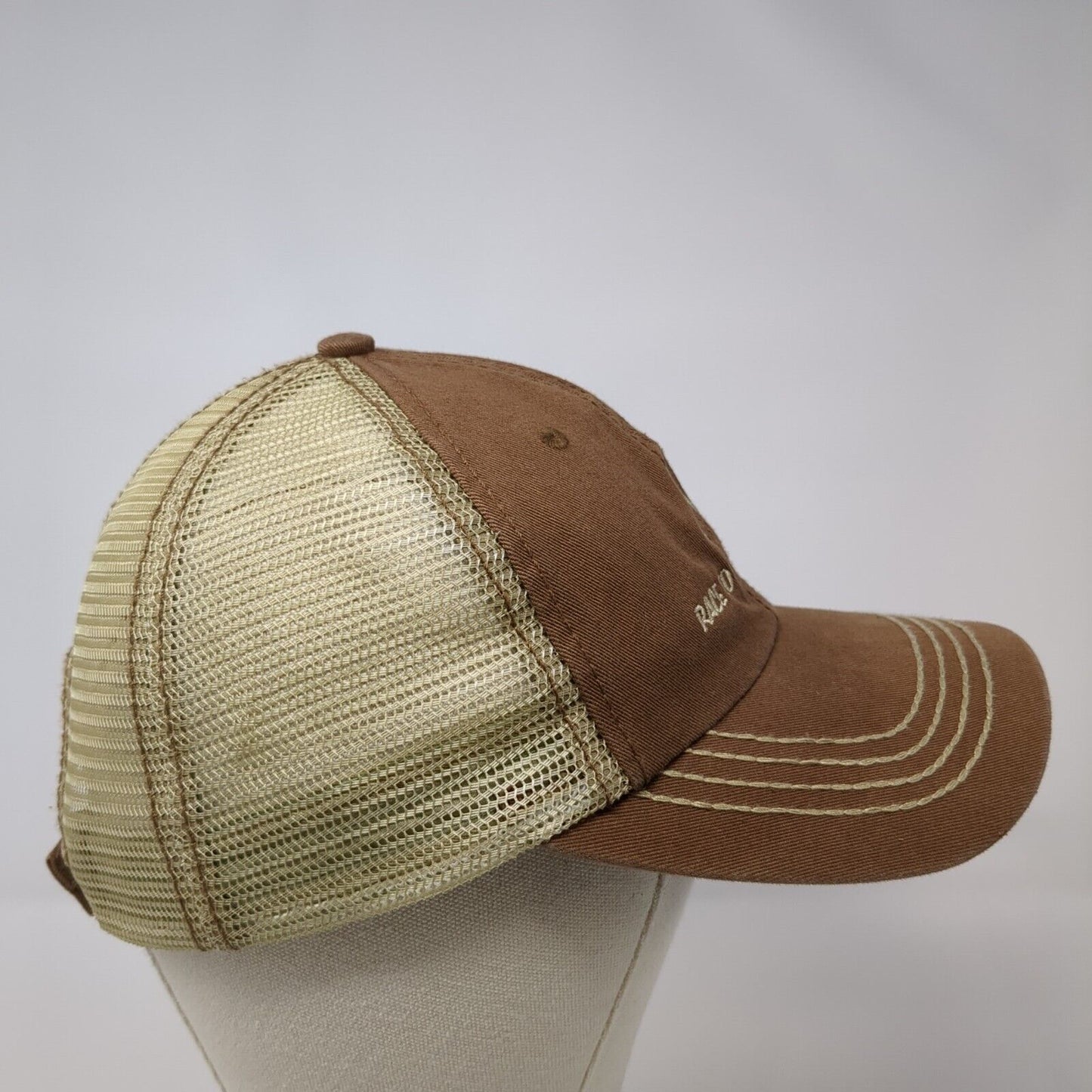 Race To Robie Creek Strapback Mesh Back Trucker Hat Brown OSFA Adjustable