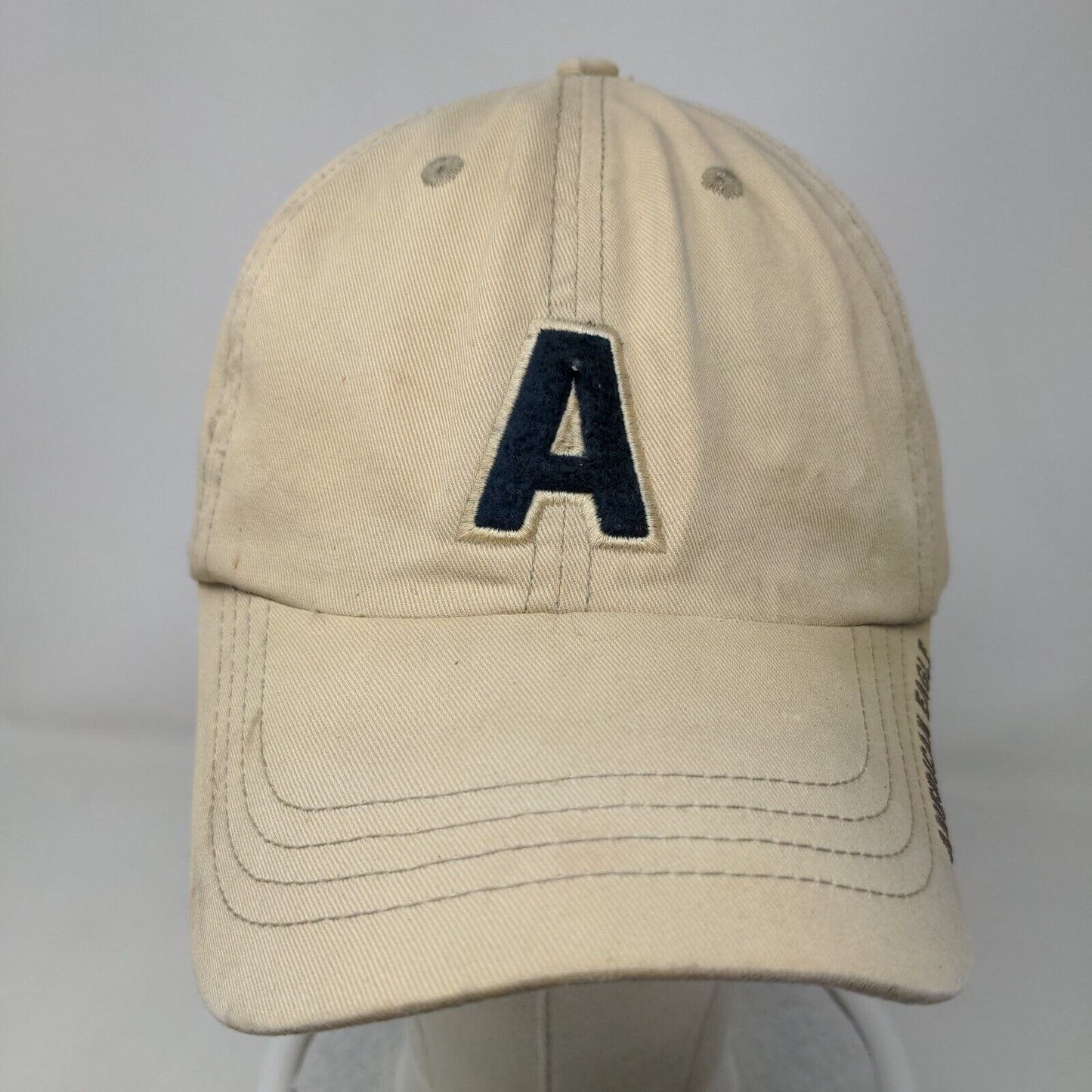 American Eagle Slideback Hat Tan OSFA Embroidered Adjustable 6 Panel