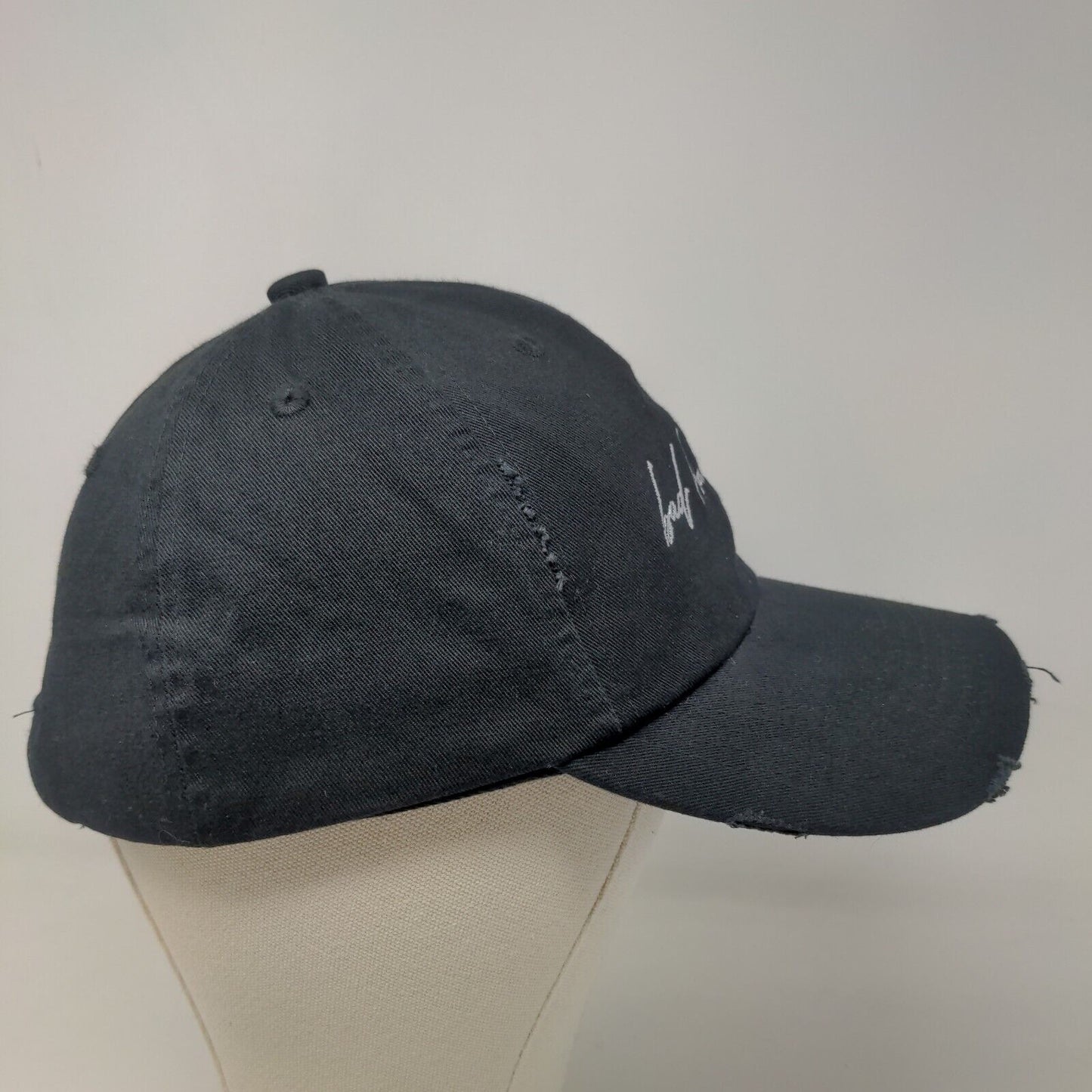 District Women's Slideback Hat Black Adjustable Distressed Bad Hair Day Logo