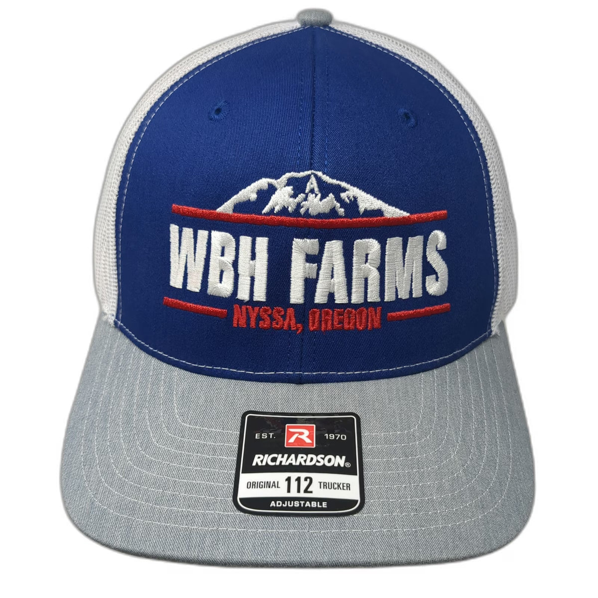 Richardson Trucker Hat Blue One Size WBH Farms Nyssa Oregon Mountain Snapback