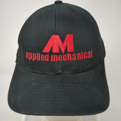 Flexfit Baseball Cap Black One Size Applied Mechanical Red Logo Structured Hat