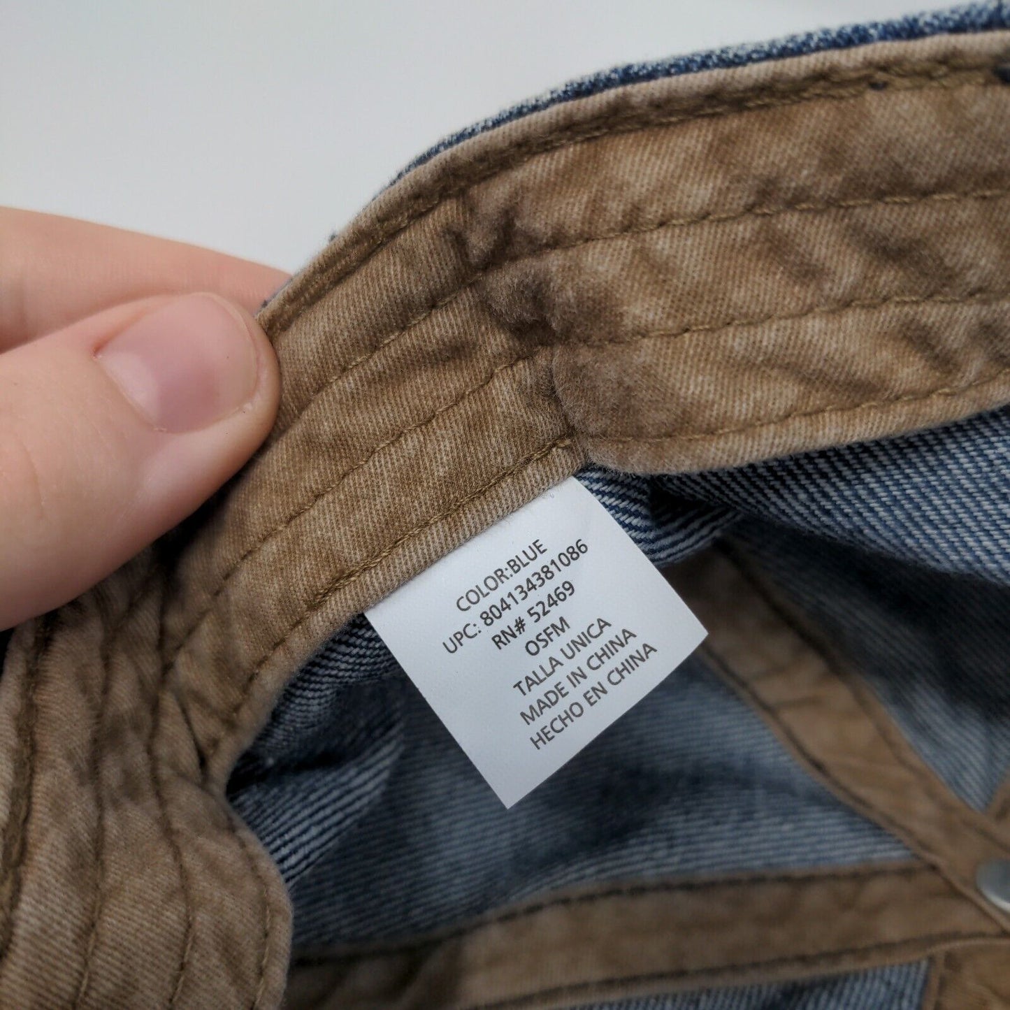 Unbranded Slideback Hat Blue OSFM Adjustable Vented Holes 6 Panel Denim Blank