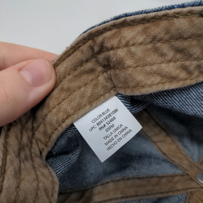 Unbranded Slideback Hat Blue OSFM Adjustable Vented Holes 6 Panel Denim Blank