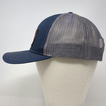 Richardson 112 Trucker Hat Blue Gray One Size Honey Hole Outdoors Leather Patch