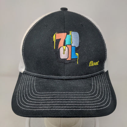 710 Oil Float Snapback Mesh Back Trucker Hat Black One Size Embroidered