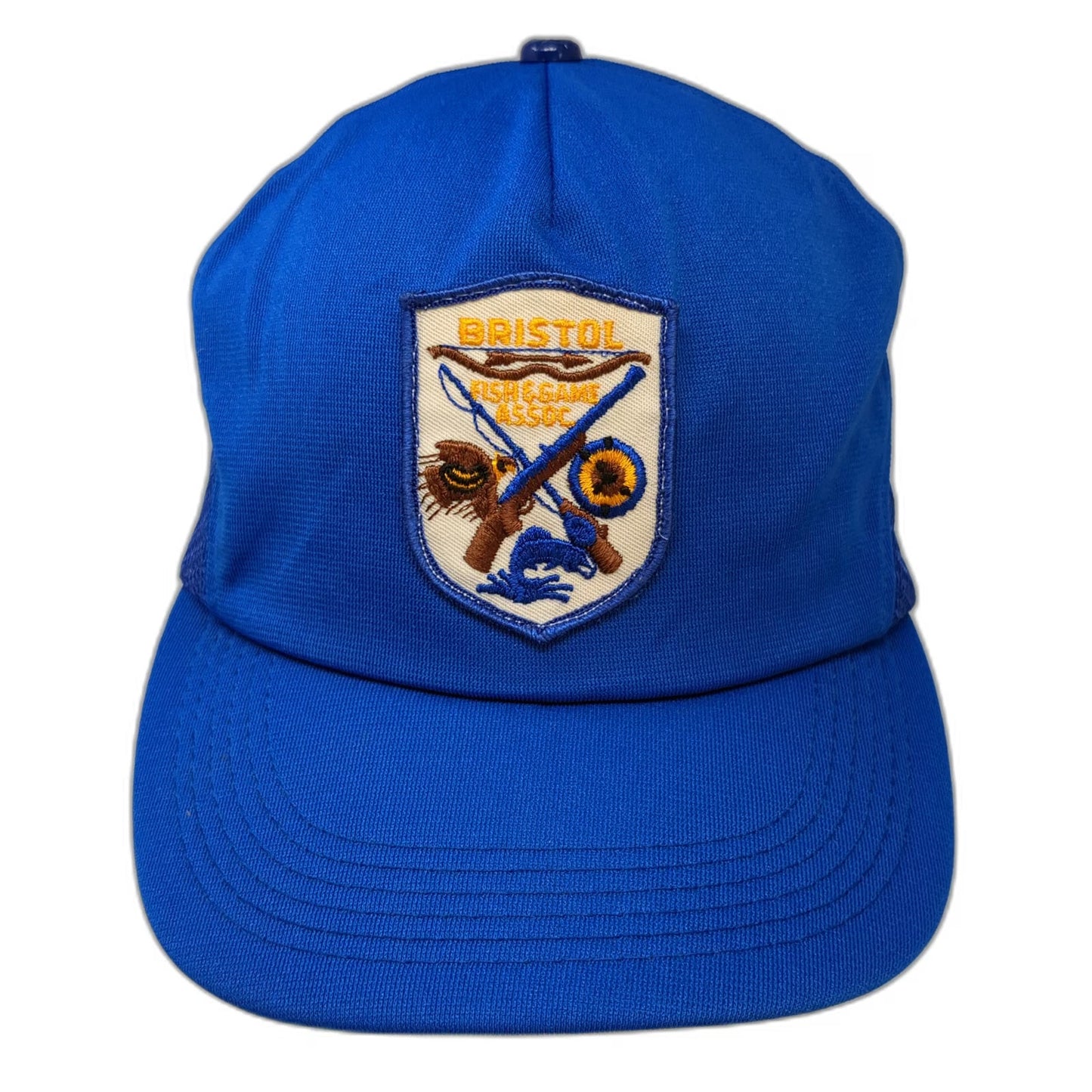 Bristol Fish Game Assoc Blue OS Trucker Hat Snapback USA Fishing Hat Vintage