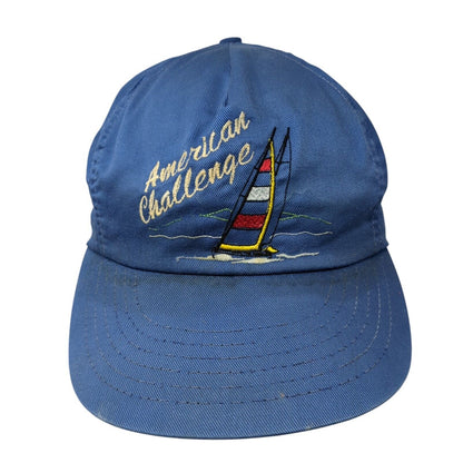 American Challenge Snapback Hat Blue One Size Adjustable Embroidered