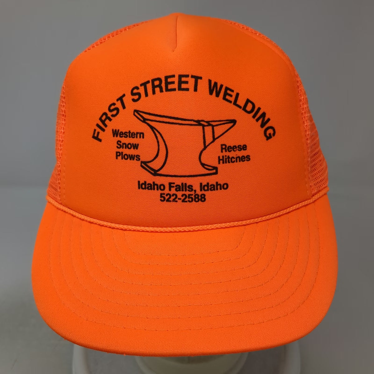 Otto Trucker Hat Orange One Size First Street Welding Anvil Mesh Snapback