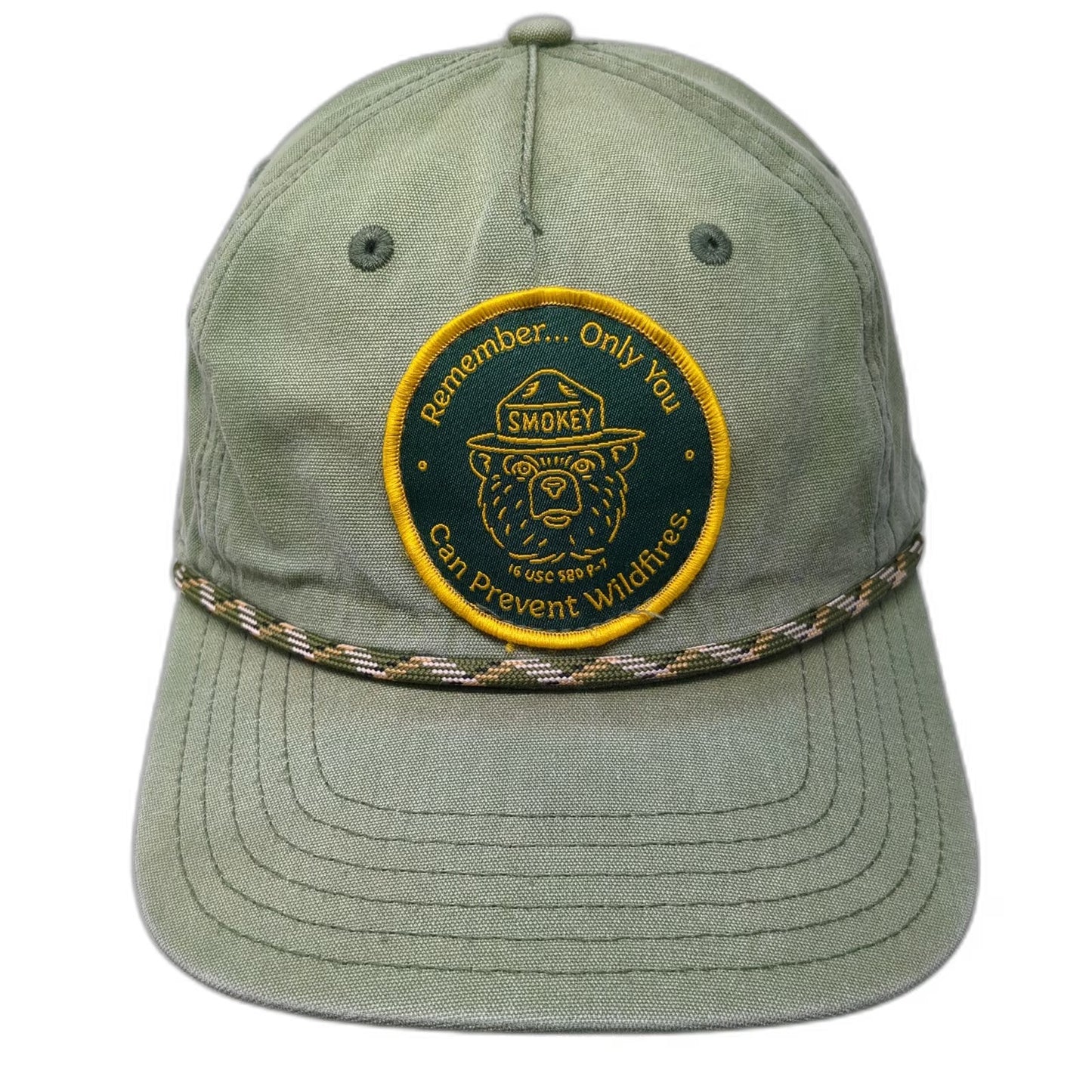 Mad Engine 5 Panel Green One Size Smokey Bear Wildfire Prevention Snapback Hat