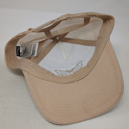 H&M Divided Trucker Hat Beige One Size Mesh Back Embroidered Butterfly Snapback