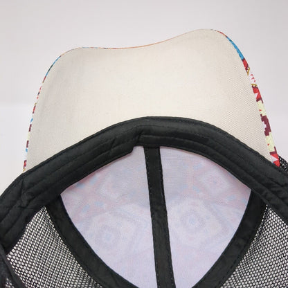 Campin Cowgirl Strapback Trucker Hat Ponytail Multi One Size Aztec