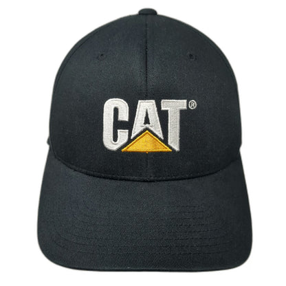 Caterpillar CAT Baseball Cap Black M Flexfit Authentic Workwear White Yellow Hat