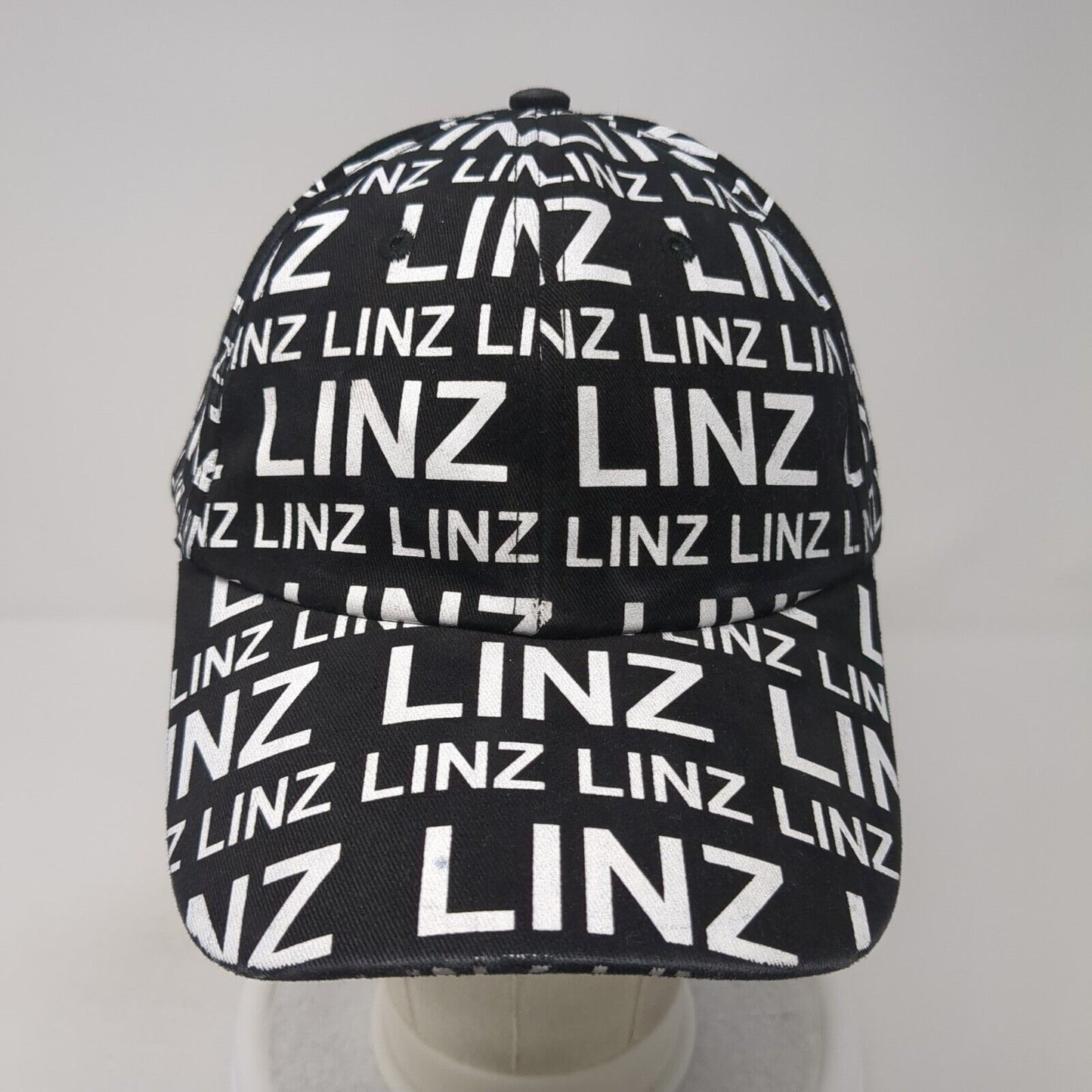 LINZ Strapback Baseball Cap Black One Size Adjustable 6 Panel Cotton