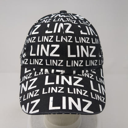 LINZ Strapback Baseball Cap Black One Size Adjustable 6 Panel Cotton