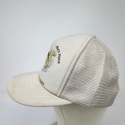 Mountaintop Marketing Trucker Hat Beige One Size Rods Place Island Park Idaho