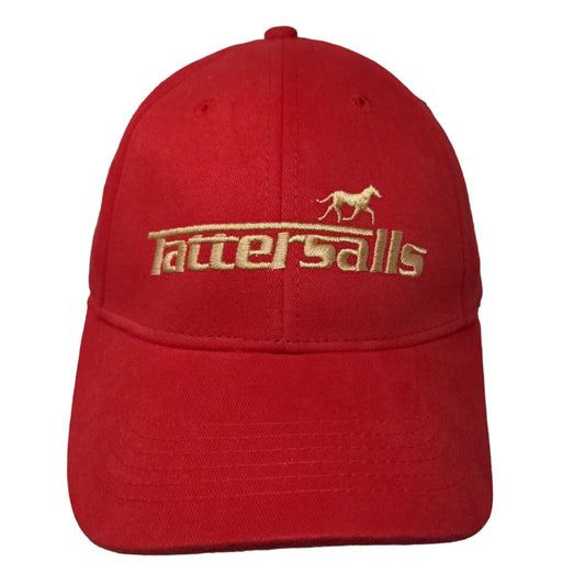 Tattersalls Men's Strapback Hat Red Embroidered Horse Auction Logo Cotton