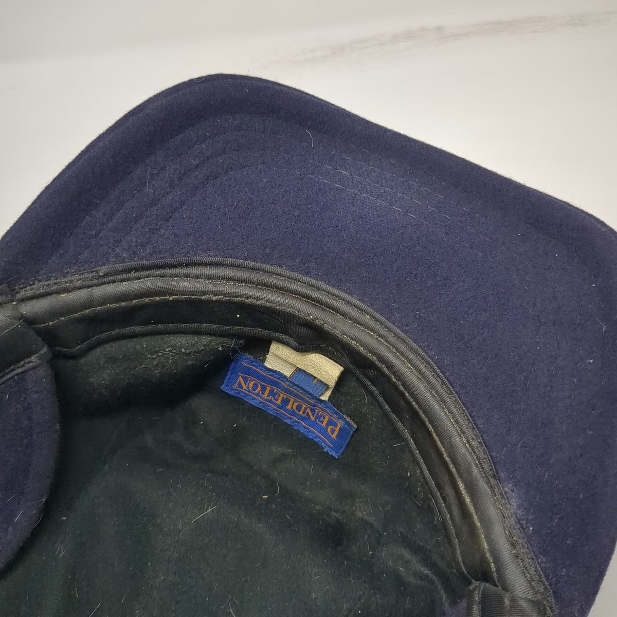 Pendleton 5 Panel Blue Hat L Wool Ear Flaps Solid Warm Winter Outdoor Vintage