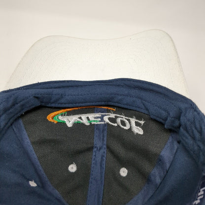 MECOP Strapback Hat Blue One Size Adjustable Solid 6 Panel Hit Wear