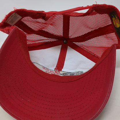 Bass Pro Shops Trucker Hat Red Beige One Size Mesh Back Snapback Bass Fish Logo