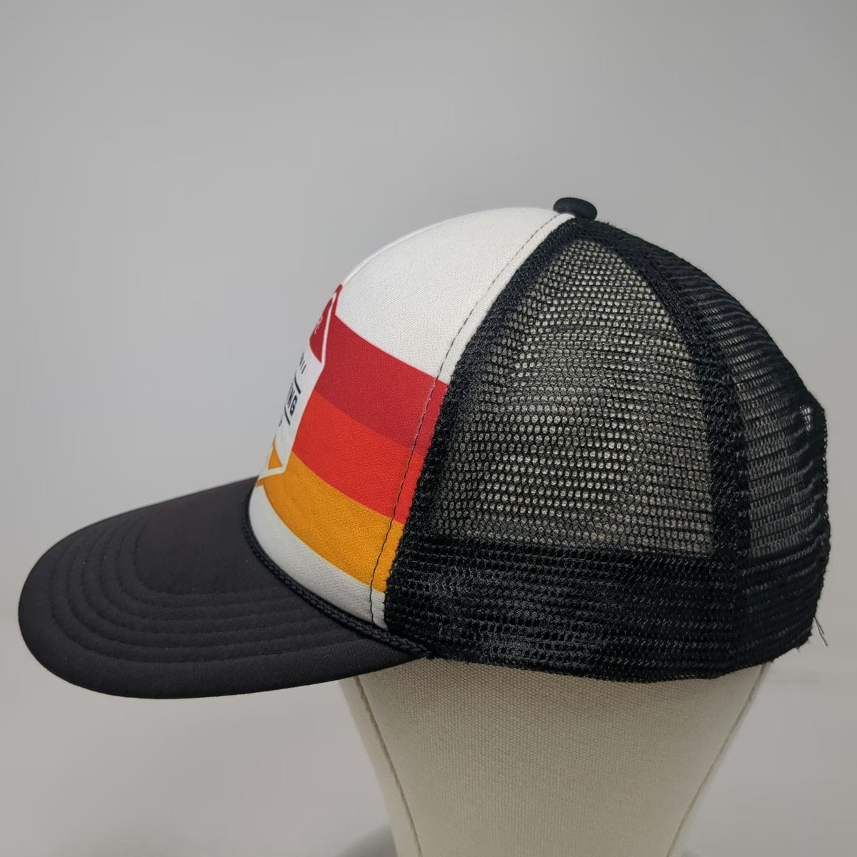 Otto Trucker Hat White Black One Size Hawaii Running Lab Retro Stripes Mesh Back